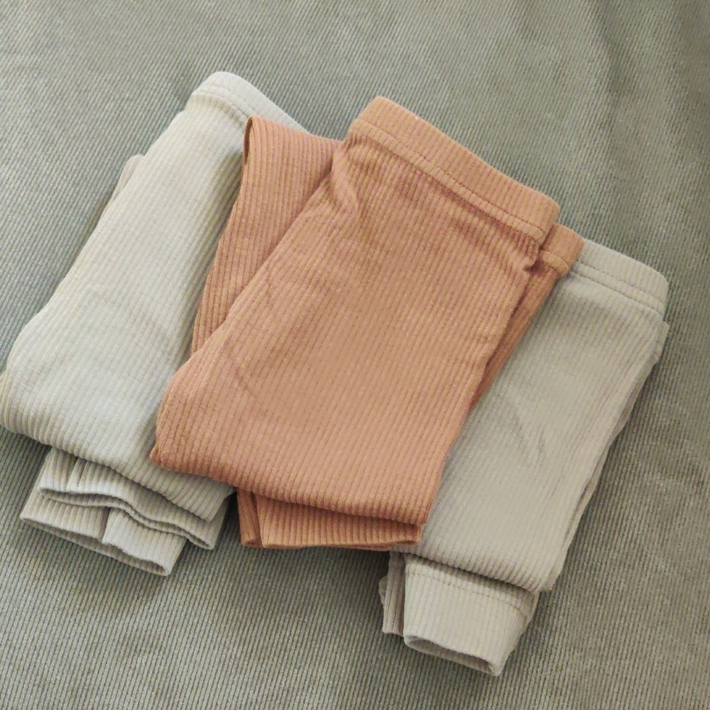 Jamie Kay Orange and Mushroom Ribbed Leggings